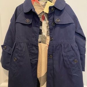 NWT Burberry London sz S dress w/ lined trench coat. Original tartan and navy.
